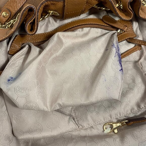 MICHAEL KORS Jet Set Chain Ring Large Tan Brown Leather Shoulder Tote Bag - Picture 12 of 14